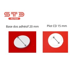 CENTREUR BLANC PORTE CD-DVD INJECTE ADHESIF 20 MM PAR 100