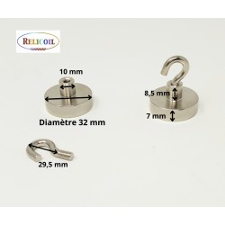 Vivaneau magnétique - Aimant de porte - Wit - Ø13,6mm - Emballé par 2  pièces