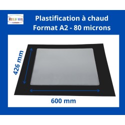 Pochette de plastification A2 426x600 mm Epaisseur 80 micron 2 faces brillantes Boîte de 50