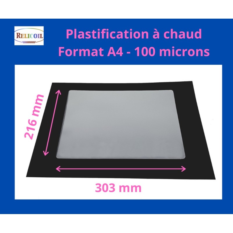 Pochette de plastification A4 216x303 mm Epaisseur 100 micron 2