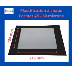 Pochette de plastification A5 154x216 mm Epaisseur 80 micron 2 faces brillantes Boîte de 100
