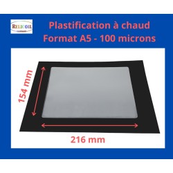 Pochette de plastification A5 154x216 mm Epaisseur 100 micron 2 faces brillantes Boîte de 100