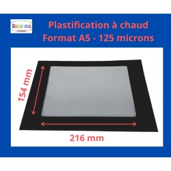Pochette de plastification A5 154x216 mm Epaisseur 125 micron 2 faces brillantes Boîte de 100